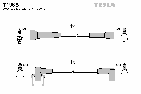 Комплект високовольтних проводів TESLA T196B