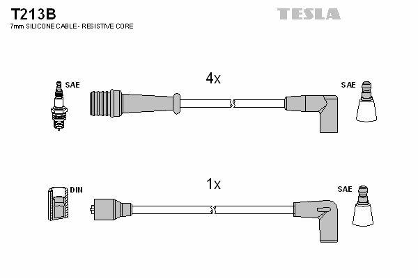 Комплект высоковольтных проводов TESLA T213B