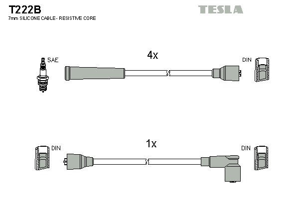 Комплект високовольтних проводів TESLA T222B