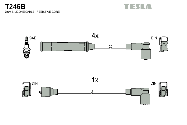 Комплект высоковольтных проводов TESLA T246B