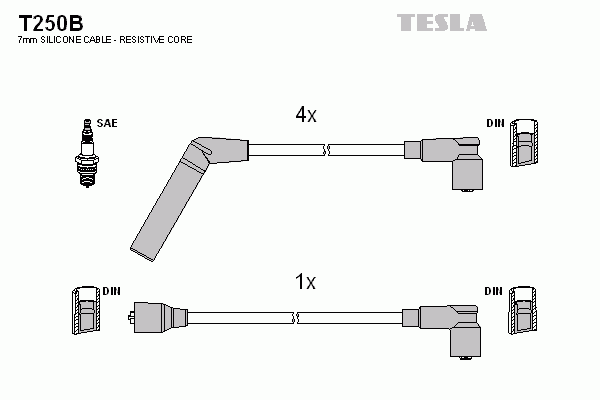 Комплект високовольтних проводів TESLA T250B
