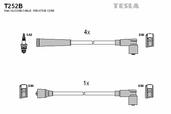 Комплект высоковольтных проводов TESLA T252B