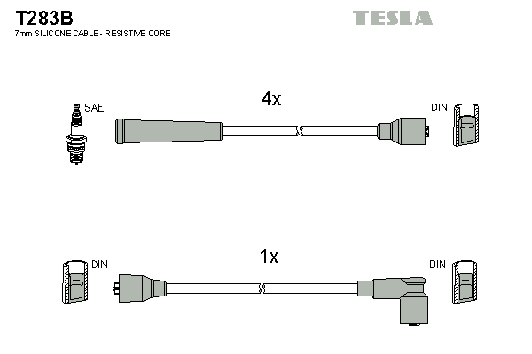 Комплект высоковольтных проводов TESLA T283B