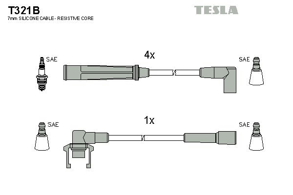 Комплект високовольтних проводів TESLA T321B