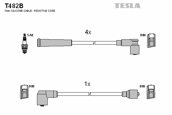 Комплект високовольтних проводів TESLA T482B