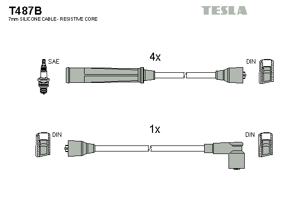 Комплект високовольтних проводів TESLA T487B