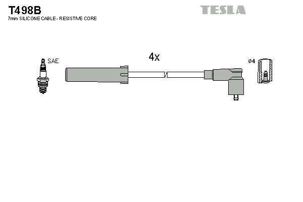 Комплект високовольтних проводів TESLA T498B