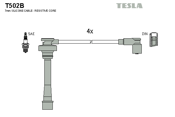 Комплект высоковольтных проводов TESLA T502B