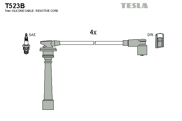 Комплект высоковольтных проводов TESLA T523B