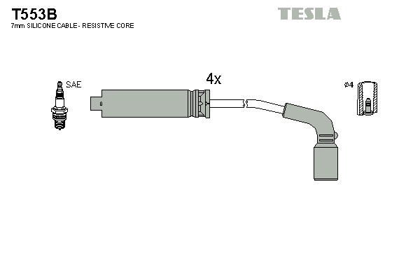 Комплект високовольтних проводів TESLA T553B