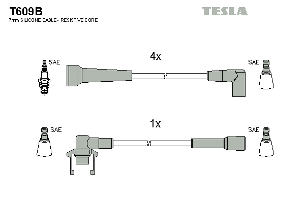 Комплект высоковольтных проводов TESLA T609B