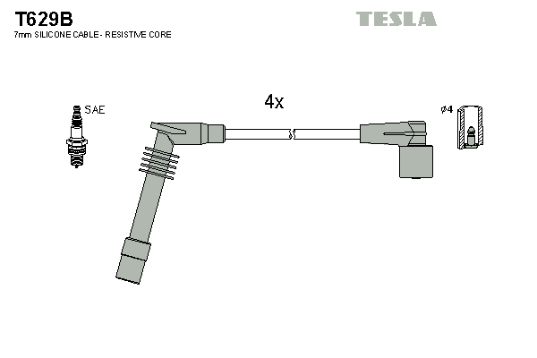Комплект високовольтних проводів TESLA T629B