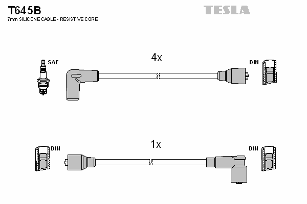 Комплект высоковольтных проводов TESLA T645B