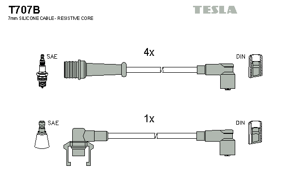 Комплект високовольтних проводів TESLA T707B