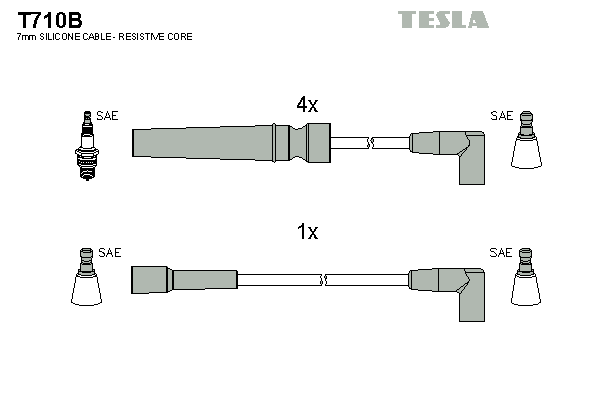 Комплект высоковольтных проводов TESLA T710B
