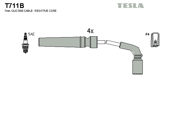Комплект высоковольтных проводов TESLA T711B
