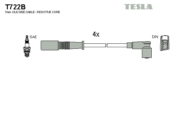 Комплект високовольтних проводів TESLA T722B