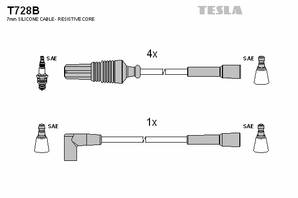 Комплект высоковольтных проводов TESLA T728B