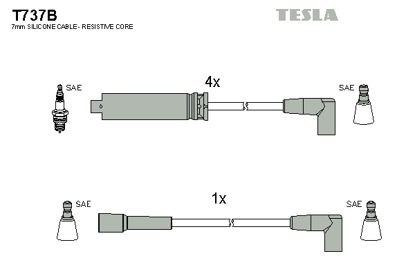 Комплект высоковольтных проводов TESLA T737B