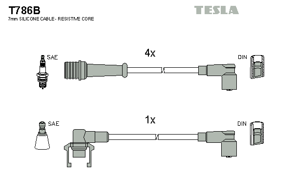 Комплект высоковольтных проводов TESLA T786B