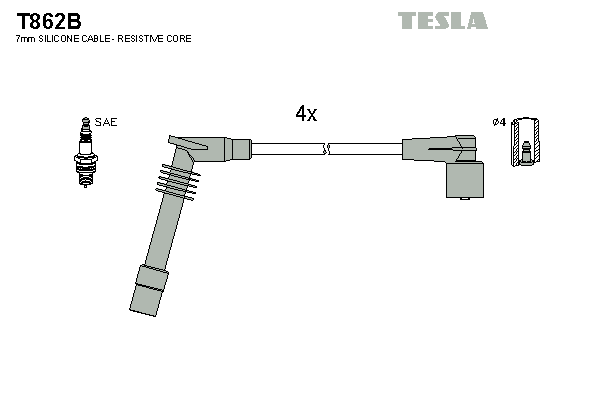Комплект високовольтних проводів TESLA T862B