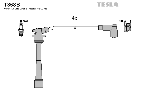 Комплект високовольтних проводів TESLA T868B