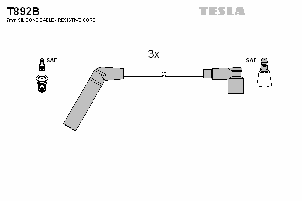 Комплект високовольтних проводів TESLA T892B