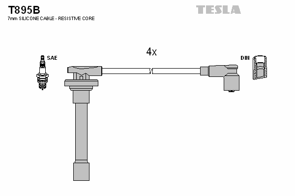 Комплект високовольтних проводів TESLA T895B