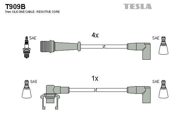 Комплект высоковольтных проводов TESLA T909B