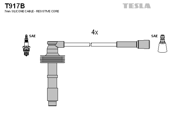 Комплект високовольтних проводів TESLA T917B
