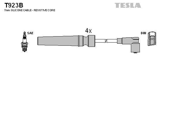 Комплект высоковольтных проводов TESLA T923B