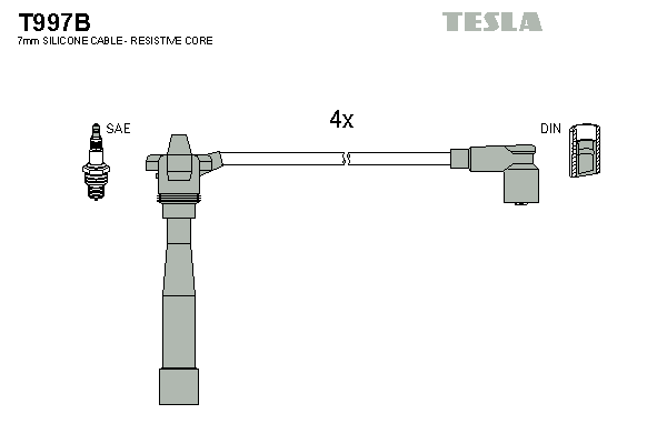 Комплект високовольтних проводів TESLA T997B