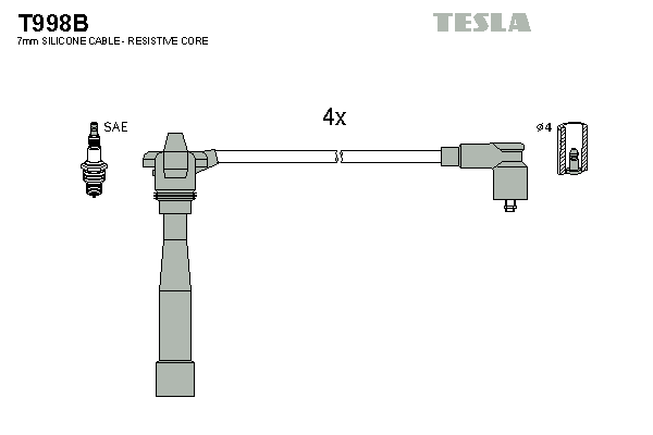 Комплект високовольтних проводів TESLA T998B