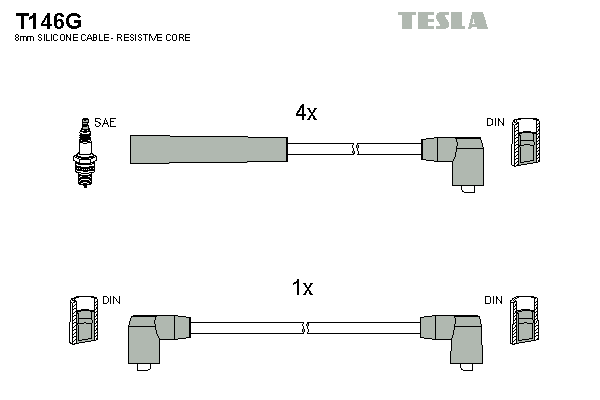 Комплект високовольтних проводів TESLA T146G