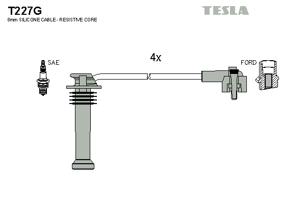 Комплект высоковольтных проводов TESLA T227G