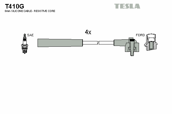 Комплект високовольтних проводів TESLA T410G