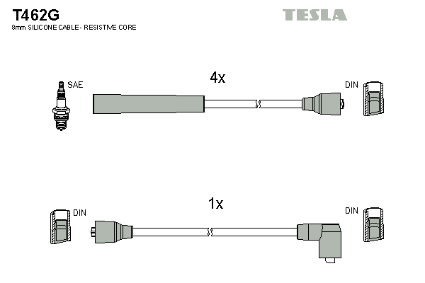 Комплект високовольтних проводів TESLA T462G