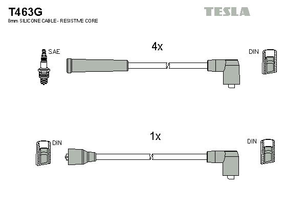 Комплект високовольтних проводів TESLA T463G