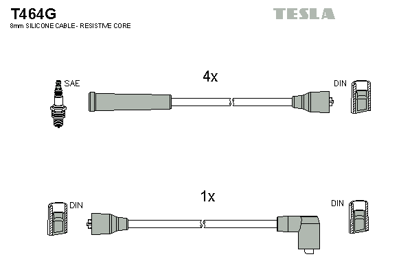 Комплект высоковольтных проводов TESLA T464G