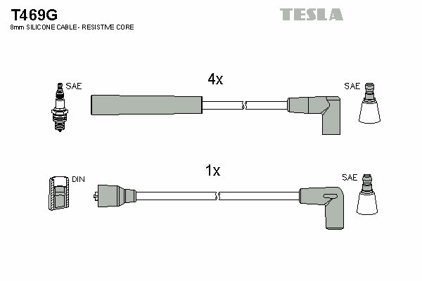 Комплект високовольтних проводів TESLA T469G