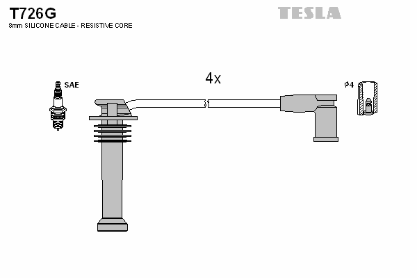 Комплект високовольтних проводів TESLA T726G