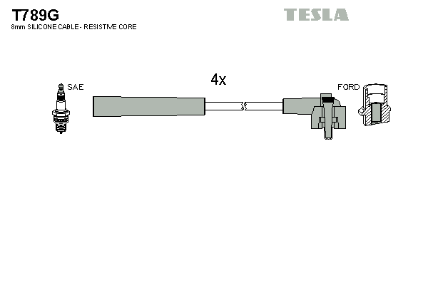 Комплект високовольтних проводів TESLA T789G