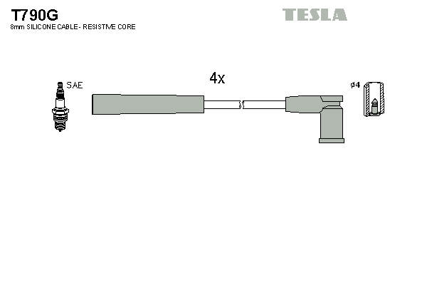 Комплект высоковольтных проводов TESLA T790G