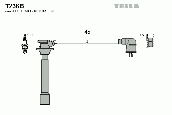 Комплект высоковольтных проводов TESLA T236B