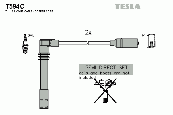 Комплект высоковольтных проводов TESLA T594C