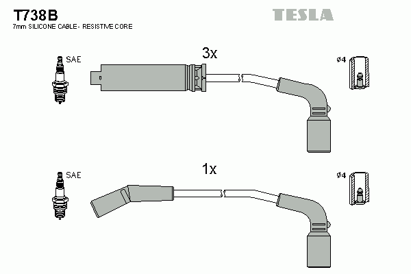 Комплект високовольтних проводів TESLA T738B