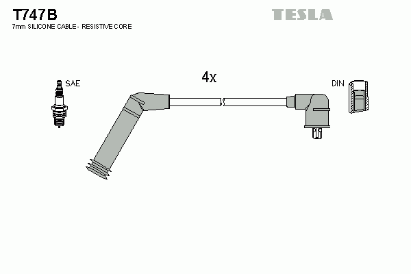 Комплект високовольтних проводів TESLA T747B