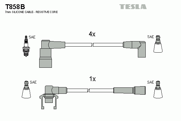 Комплект високовольтних проводів TESLA T858B