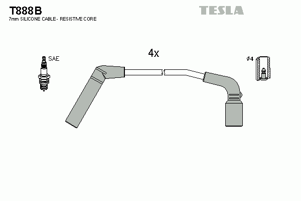 Комплект высоковольтных проводов TESLA T888B