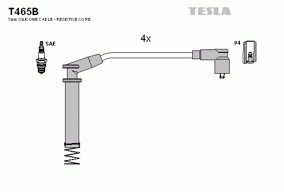 Комплект высоковольтных проводов TESLA T465B